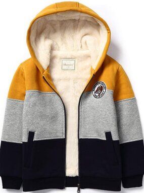 Kids Boy's Girl's Sherpa Fleece Lined Jacket Spring Fall Winter Zip up Sweatshir